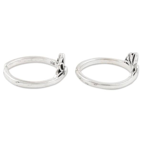 Alternate image for Hand Crafted Sterling Silver Flower Toe Rings Pair Night of Flowers