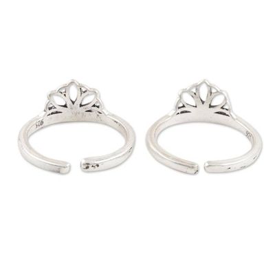 Alternate image for Hand Crafted Sterling Silver Flower Toe Rings Pair Night of Flowers