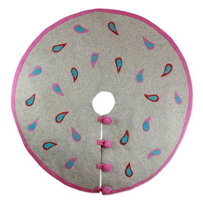 Alternate image for Modern Wool Applique Christmas Tree Skirt Festivity
