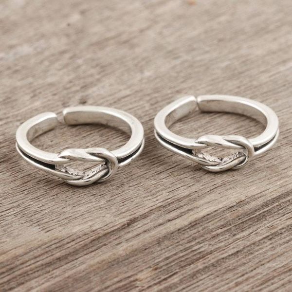 Alternate image for Handmade Sterling Silver Knotted Toe Rings from India Pair Knot Theory