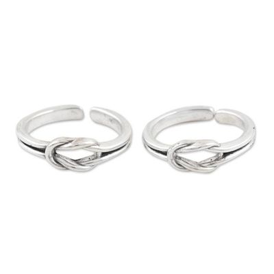 Alternate image for Handmade Sterling Silver Knotted Toe Rings from India Pair Knot Theory