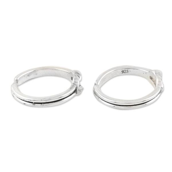 Alternate image for Handmade Sterling Silver Knotted Toe Rings from India Pair Knot Theory