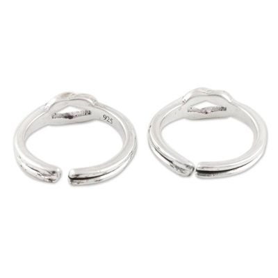 Alternate image for Handmade Sterling Silver Knotted Toe Rings from India Pair Knot Theory