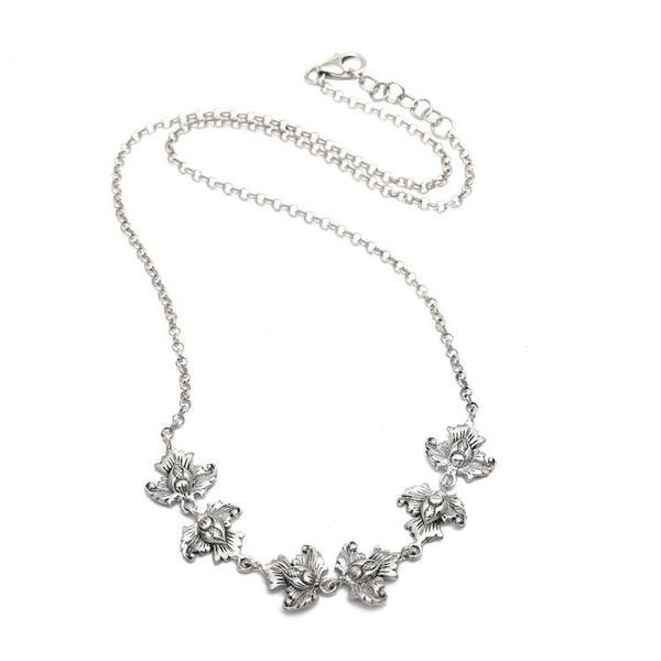 Alternate image for Floral Lotus-Themed Sterling Silver Pendant Link Necklace Lotus Luxury