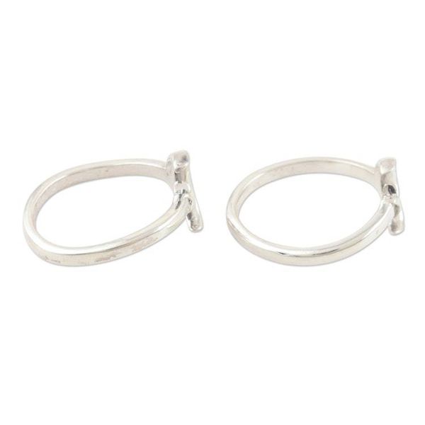 Alternate image for Handmade Sterling Silver Star and Moon Toe Rings Pair Match Made in Heaven