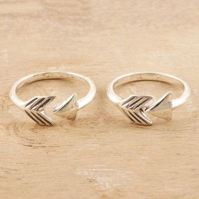 Primary image for Hand Crafted Sterling Silver Arrow Toe Rings Pair Bent Arrow