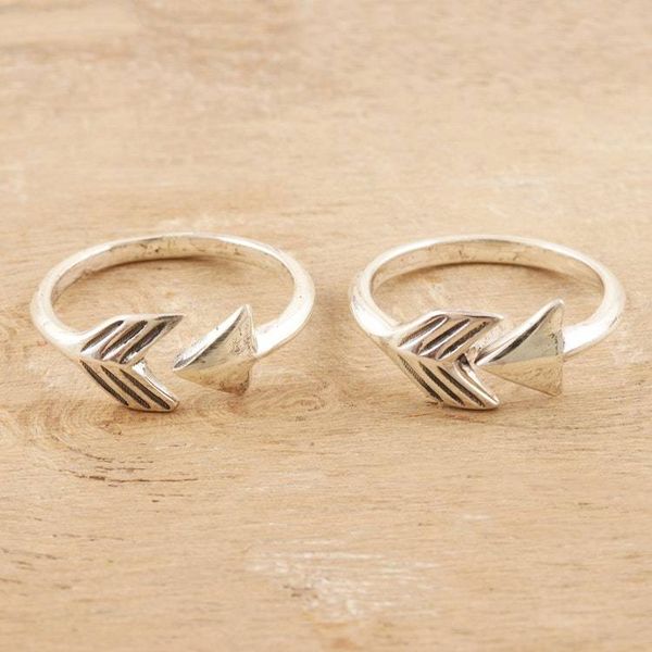 Alternate image for Hand Crafted Sterling Silver Arrow Toe Rings Pair Bent Arrow