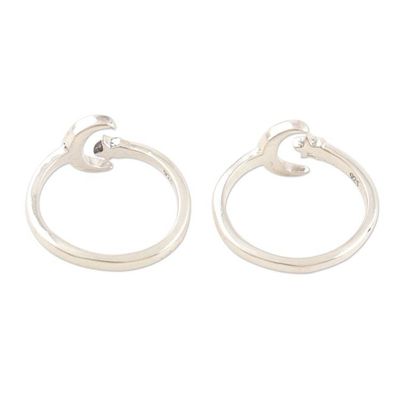 Alternate image for Handmade Sterling Silver Star and Moon Toe Rings Pair Match Made in Heaven