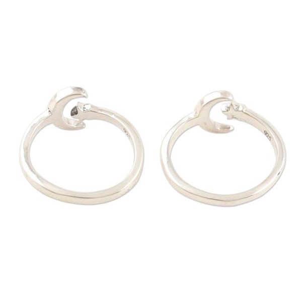 Alternate image for Handmade Sterling Silver Star and Moon Toe Rings Pair Match Made in Heaven