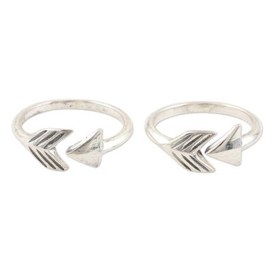 Alternate image for Hand Crafted Sterling Silver Arrow Toe Rings Pair Bent Arrow