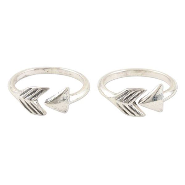 Alternate image for Hand Crafted Sterling Silver Arrow Toe Rings Pair Bent Arrow