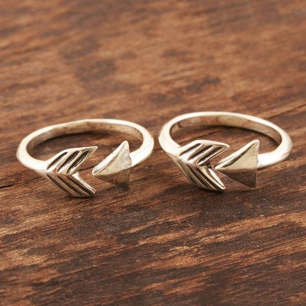 Alternate image for Hand Crafted Sterling Silver Arrow Toe Rings Pair Bent Arrow