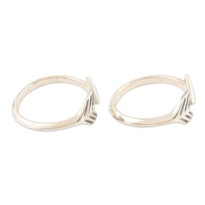 Alternate image for Hand Crafted Sterling Silver Arrow Toe Rings Pair Bent Arrow