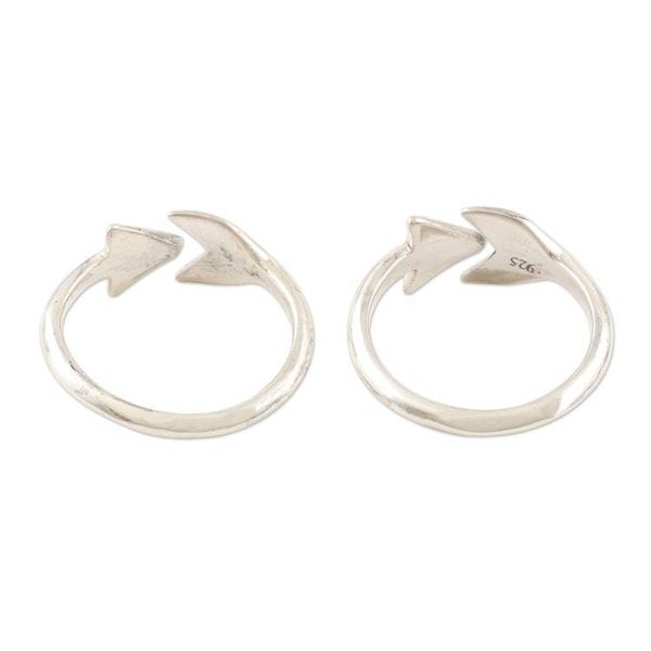 Alternate image for Hand Crafted Sterling Silver Arrow Toe Rings Pair Bent Arrow