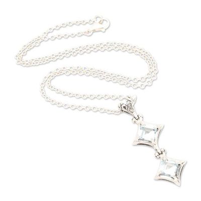 Alternate image for Balinese-Made Polished 3-Carat Blue Topaz Pendant Necklace Celestial Spark