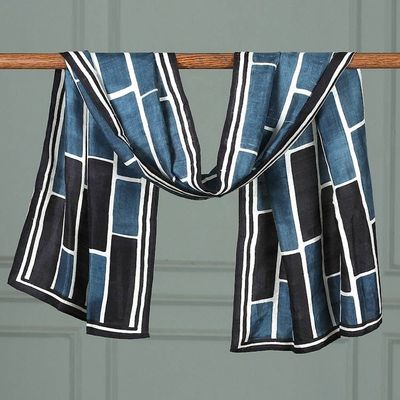 Primary image for Hand-Woven and Painted Silk Scarf with Block Patterns Dazzling Blocks