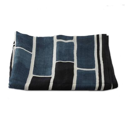 Alternate image for Hand-Woven and Painted Silk Scarf with Block Patterns Dazzling Blocks
