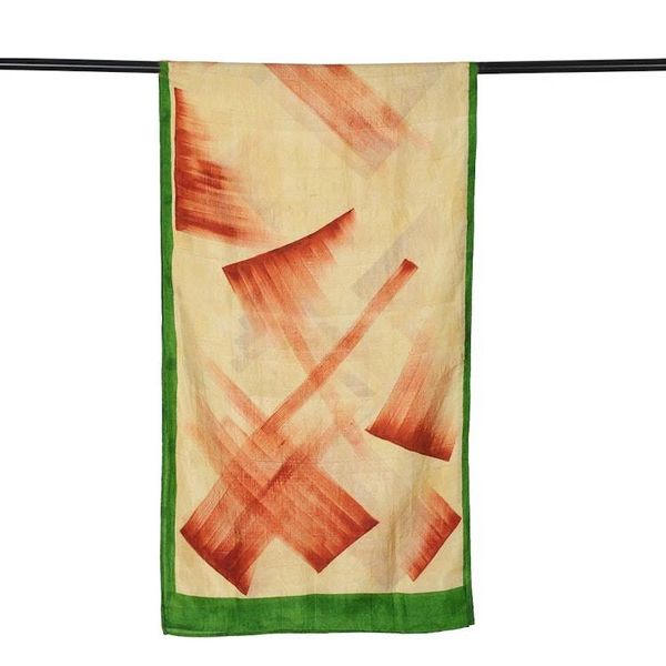 Alternate image for Modern Abstract Hand-Painted and Woven Bordered Silk Scarf Beautiful Brushstrokes