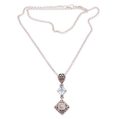 Alternate image for Blue Topaz and Sterling Silver Dragonfly Pendant Necklace Dragonflies at Daybreak