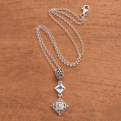 Alternate image for Blue Topaz and Sterling Silver Dragonfly Pendant Necklace Dragonflies at Daybreak