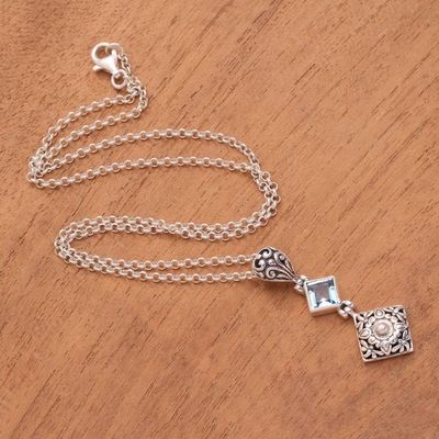 Alternate image for Blue Topaz and Sterling Silver Dragonfly Pendant Necklace Dragonflies at Daybreak