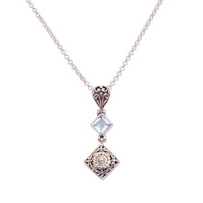 Alternate image for Blue Topaz and Sterling Silver Dragonfly Pendant Necklace Dragonflies at Daybreak