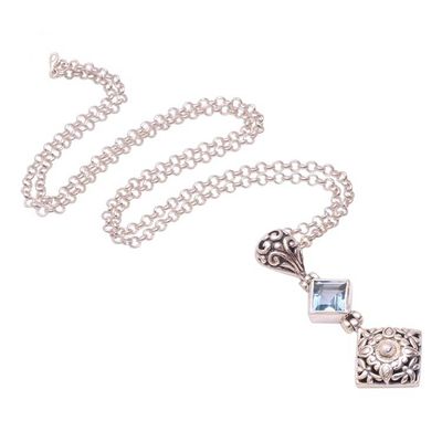 Alternate image for Blue Topaz and Sterling Silver Dragonfly Pendant Necklace Dragonflies at Daybreak