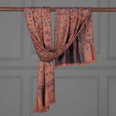 Alternate image for Handcrafted Paisley-Themed Beige Fringed 100 Modal Shawl Classic Eden