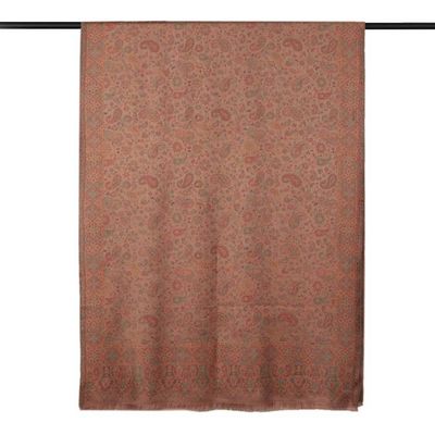 Alternate image for Handcrafted Paisley-Themed Beige Fringed 100 Modal Shawl Classic Eden