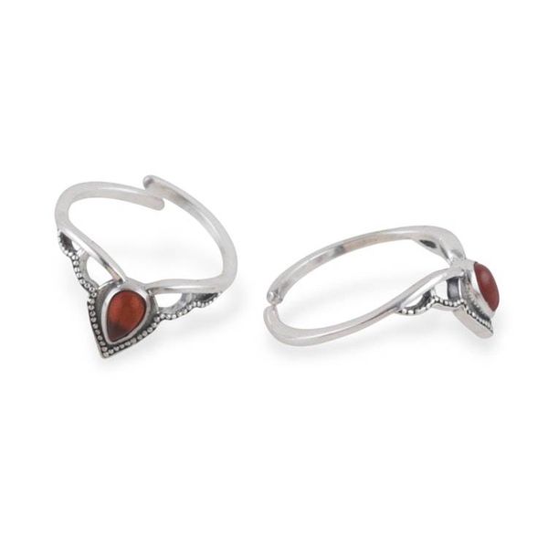 Alternate image for Pair of Adjustable Orange Onyx Sterling Silver Toe Rings Enchanting Crown