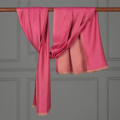 Alternate image for Solid Pink 100 Modal Shawl with Fringes Handmade in India Fusions of Pink