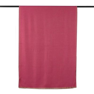 Alternate image for Solid Pink 100 Modal Shawl with Fringes Handmade in India Fusions of Pink