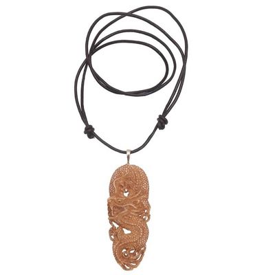 Alternate image for Hand-Carved Bone Dragon Pendant Necklace from Bali Protective Dragon