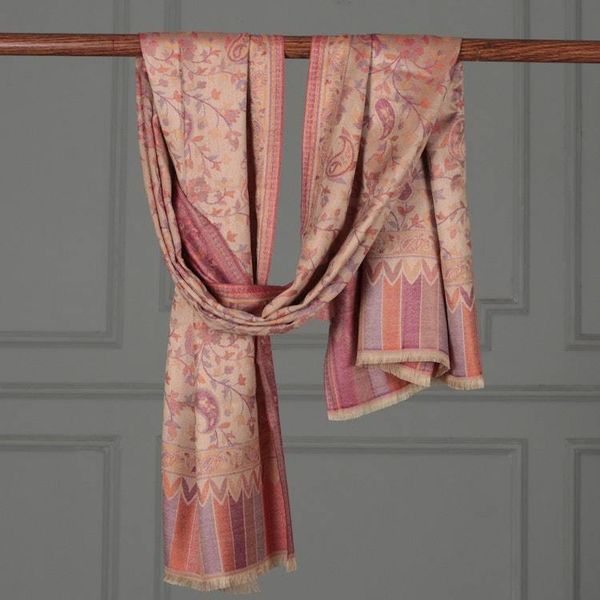 Alternate image for Paisley and Leafy-Themed Pink and Cream 100 Modal Shawl Romance in Paisley