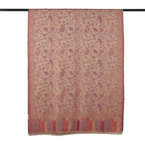 Alternate image for Paisley and Leafy-Themed Pink and Cream 100 Modal Shawl Romance in Paisley