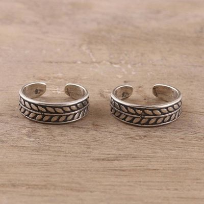 Primary image for Patterned Sterling Silver Toe Rings from India Pair Patterned Bliss
