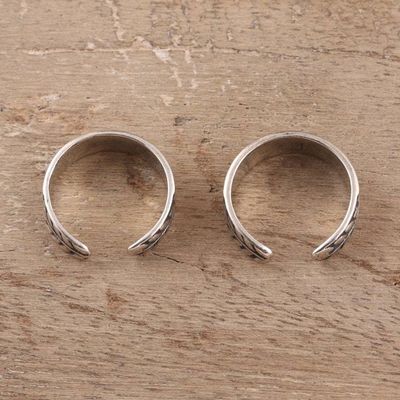 Alternate image for Patterned Sterling Silver Toe Rings from India Pair Patterned Bliss