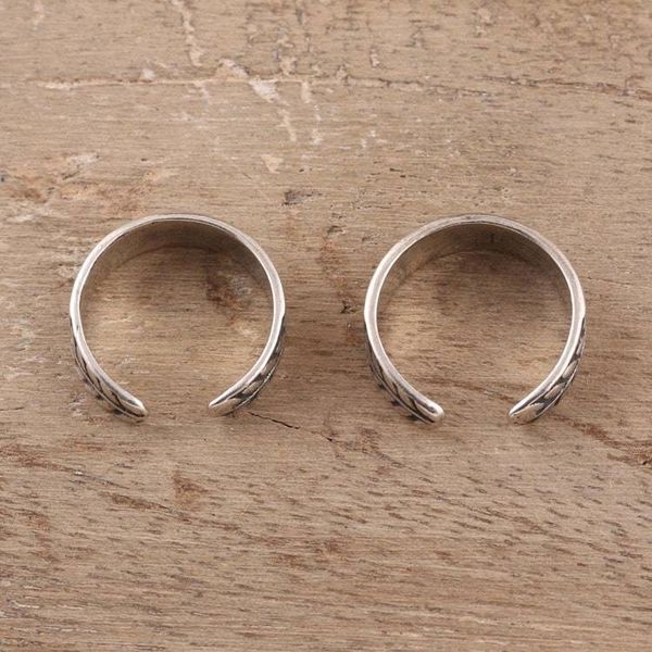 Alternate image for Patterned Sterling Silver Toe Rings from India Pair Patterned Bliss
