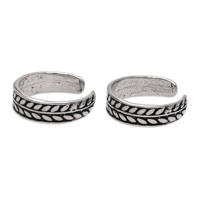 Alternate image for Patterned Sterling Silver Toe Rings from India Pair Patterned Bliss
