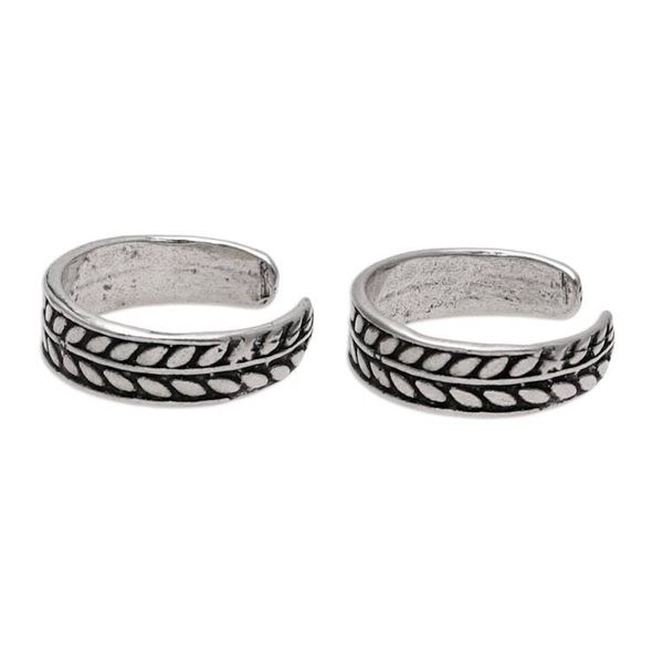 Alternate image for Patterned Sterling Silver Toe Rings from India Pair Patterned Bliss
