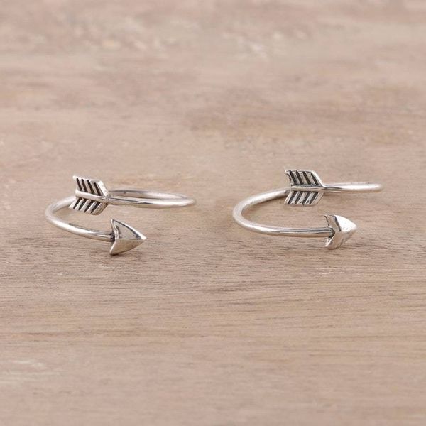 Alternate image for Sterling Silver Arrow Toe Rings from India Pair Arrow Curve