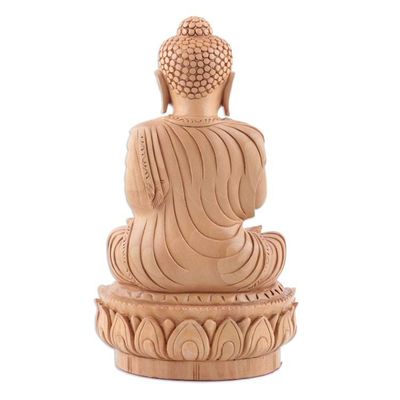 Alternate image for Handmade Kadam Wood Buddha Sculpture With Love