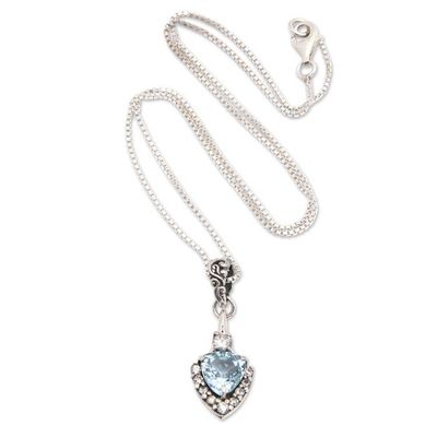 Alternate image for Two-Carat Blue Topaz Arrow-Shaped Pendant Necklace Arrow of Loyalty