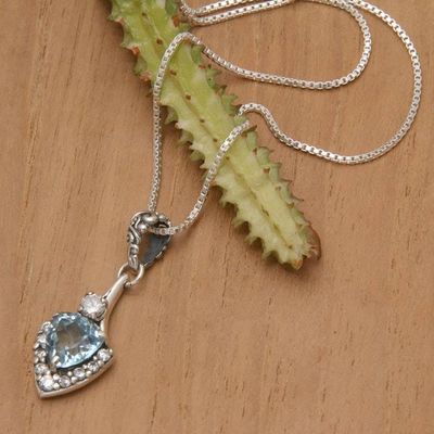 Alternate image for Two-Carat Blue Topaz Arrow-Shaped Pendant Necklace Arrow of Loyalty
