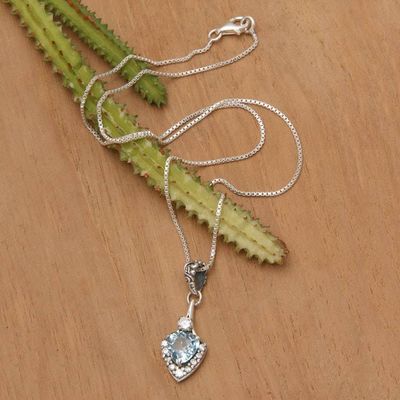 Alternate image for Two-Carat Blue Topaz Arrow-Shaped Pendant Necklace Arrow of Loyalty