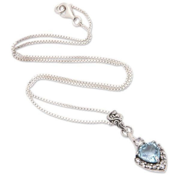 Alternate image for Two-Carat Blue Topaz Arrow-Shaped Pendant Necklace Arrow of Loyalty