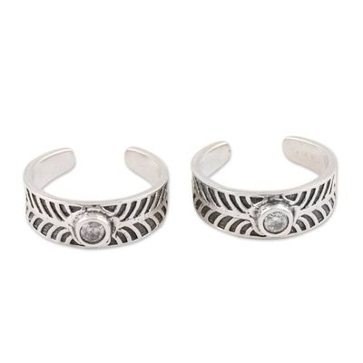 Alternate image for Leaf Pattern Sterling Silver Toe Rings from India Leafy Texture