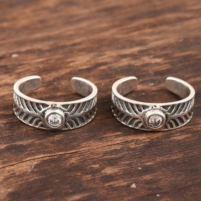 Alternate image for Leaf Pattern Sterling Silver Toe Rings from India Leafy Texture