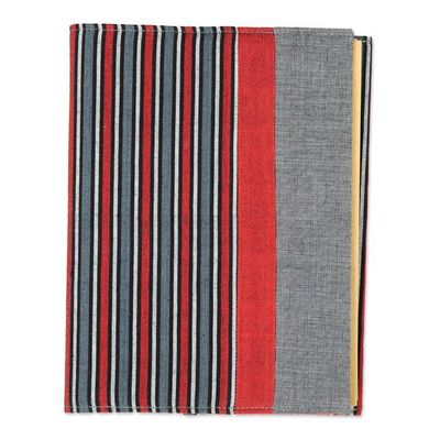 Alternate image for Striped Red and Grey Cotton 50-Page Notebook with Pocket Memory of Java