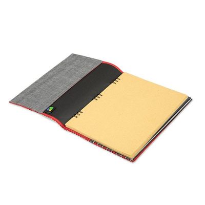 Alternate image for Striped Red and Grey Cotton 50-Page Notebook with Pocket Memory of Java